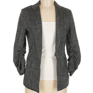 H&M Open-Front 3/4 Gathered Sleeve Tweed Blazer